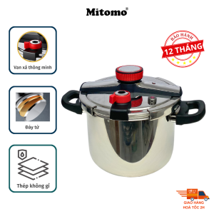 Nồi áp suất Mitomo 304AEU 8L nấu trên mọi loại bếp - Hàng chính hãng bảo hành 12 tháng