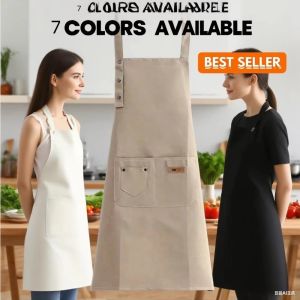 CUFEI Waterproof Kitchen Apron Adjustable Straps Oil-Proof Waiter Apron Durable Pure Color Cooking Apron for Home Use