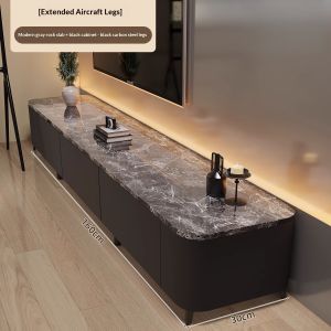 [SG] Space-Saving Corner TV Console  Solid Rubberwood with Sintered Stone Countertop  Italian Modern Design  Fully Assembled Living Room Cabinet for Small Space