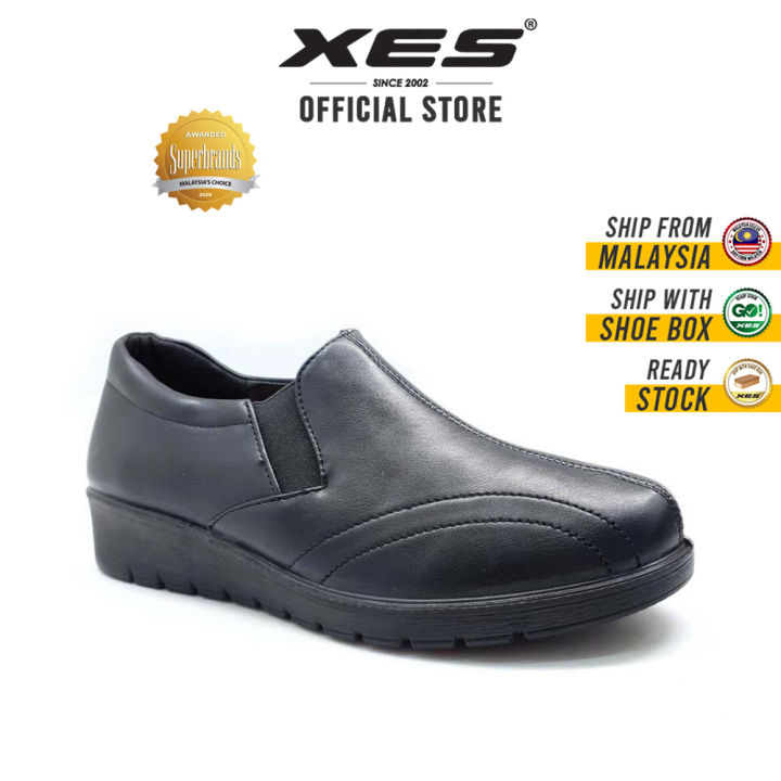 XES Ladies LCJGL52 Loafer Slip On Shoes (Black) Pu Leather Work