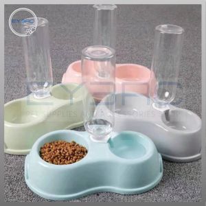 2 in 1 Automatic Pet Feeder with Bottle Plain Bowl Dish Type for Dogs Cats Continuous Water Supply