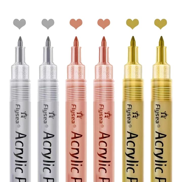 UHKQ) Acrylic Paint Pens Gold,Silver and Rose Gold Paint Pens