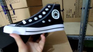 Allstar putih hitam polos sepatu sekolah pria wanita