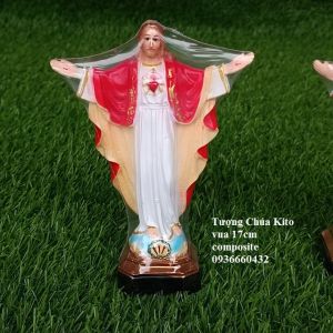 Tượng Chúa Kito vua 17cm áo đỏ dang tay chất liệu composite quà tặng công giáo