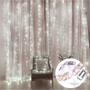 Lampu Natal Tirai Panjang 3x3M 300Leds Lampu Tirai Tumblr LED 3 x 3 Meter Lampu Warna Warni Lampu Ramadhan Gorden Dekorasi Lebaran Natal / Lampu Hias Tirai Gorden / Lampu Gorden Dekorasi Wedding / Lampu Gorden Pintu / Lampu LED Light Tirai Waterfall