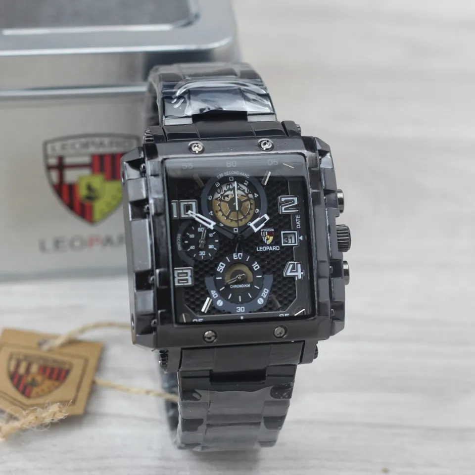 Jam tangan Leopard 8826MC tali rantai tanggal chrono aktif analog
