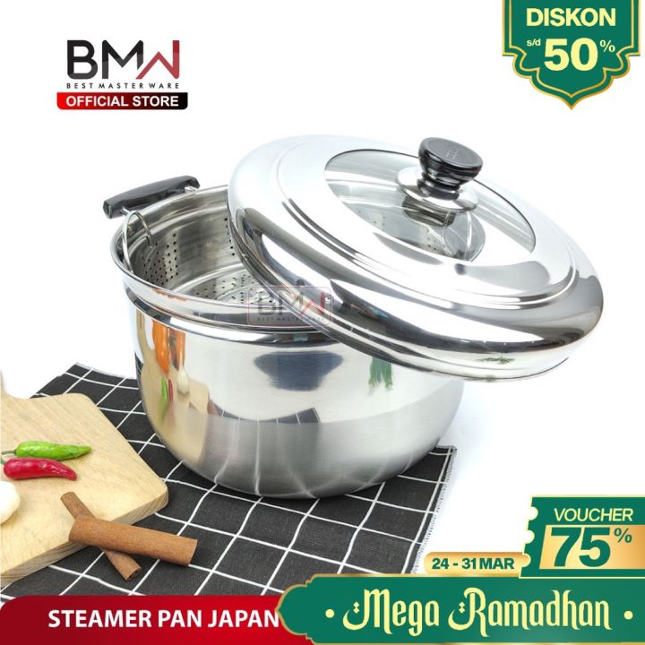 Bmw Kitchen Ware Panci Kukus Stainless Steel Dandang Panci Steamer Langseng Sarangan Lazada