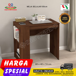 Distrindo - Meja Belajar Kerja 80cm ada Rak Serbaguna disamping Depan Belakang Halus
