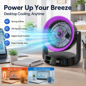 Desktop Circulating Fan 100 Speed Settings 7 Hour Timer Quiet Table Fan Cooling Fan Bedroom Office Home