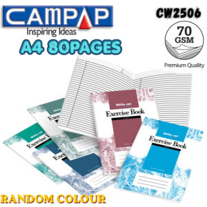 CAMPAP Write-On A4/A6 Card Cover 70GSM Single Line Exercise Book / Note Book (Woodfree Paper)
