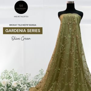 Kain Brokat Tile Bordir Gardenia 2 tone Motif bunga Merambat Warna Teracotta