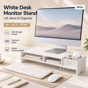 TMOP Monitor Stand Riser Desk Organizer Space Savers Storage Shelf Sturdy Plastic Laptop Holder Rack for PC Printer Home
