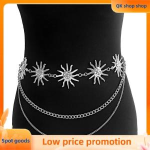 ✨QK shop✨ Multilayer Punk Gothic Moon Sun Waist Chain Metal Belts For Women Dress Jewelry Waist Chain Waist Belts