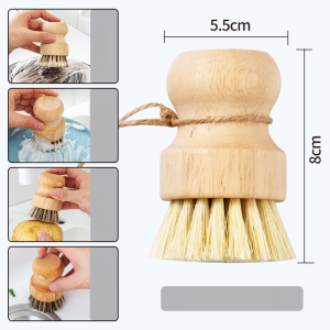 Natural Plant Solid Wood Household Dishwashing Sisal Coconut Fiber Lightweight Short Handle Household Scrub Brush