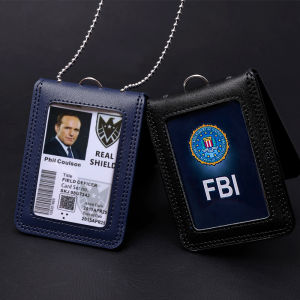 Formal US Reporter Police Military Staff ID Business Work Card Holder Genuine Leather Badge Name tag Cases