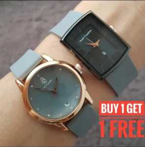 PAKET SPESIAL !! JAM TANGAN WANITA REMAJA DEWASA KEKINIAN JAM FASHION BUY 1 GET 1 ANTI AIR TALI RUBBER KACA CEMBUNG BEST SELLER
