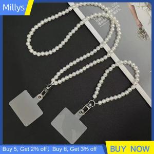 Millys Xách tay điện thoại di động dây buộc Crossbody Vòng cổ chuỗi ngọc trai dây đeo chống mất Sling cho trường hợp điện thoại