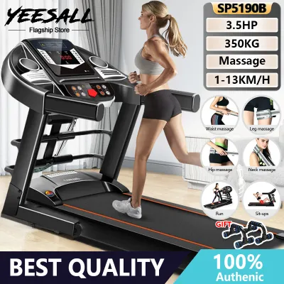 Yeesall 3.5HP treadmill household model treadmill stylish and simple 1-18KM/H treadmill ultra-quiet shock absorption and Massgae Treadmill folding gym equipment (black luxury style)（same day delivery，Official authentic）
