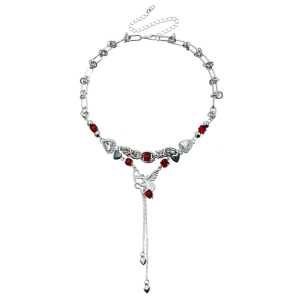 Trendy Butterfly Fringe Chain Necklace Sweet Edgy Style Lightweight Alloy Clavicle Chain For Women Girls