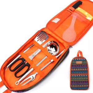 Camping Cookware 8-Piece Set: A Comprehensive Guide\\n\\n What is a Portable Picnic Kitchenware Set?\\n\\nA portable picnic kitchenware set, also known as a handbag cookware set, is a compact collection of cooking tools designed for outdoor activities such as camping, hiking, and picnics. This set allows users to enjoy convenient and efficient cooking experiences while minimizing the need to carry bulky equipment. Our national style picnic cooker set is a perfect example of this type of kitchenware, featuring eight essential pieces that can be easily stored and transported in a stylish and durable storage bag.\\n\\n Key Features of the Handbag Cookware Set\\n\\nOur national style picnic cooker set comes with the following features:\\n\\n- Multicolor polyester storage bag for easy organization and portability\\n- High-quality stainless steel cooking tools that are rust-resistant and durable\\n- Eight essential pieces, including a spoon, spatula, fork, knife, scissors, cutting board, non-stick spoon, and storage bag\\n- Compact size, making it ideal for camping, hiking, and picnics\\n\\n Product Parameters & Specifications\\n\\nThe national style picnic cooker set has the following specifications:\\n\\n- Name: National Style Picnic Cooker Set\\n- Bag Color: Multicolor (see variations)\\n- Material: Stainless steel cooking tools, polyester storage bag\\n- Set Includes: 8 pieces (spoon, spatula, fork, knife, scissors, cutting board, spoon, storage bag)\\n- Size: Storage bag (360mm * 200mm * 60MM), stainless steel spatula (285mm), stainless steel spoon (270mm), stainless steel meat fork (290mm), stainless steel scissors (250mm), stainless steel sushi knife (265mm), non-stick spoon (20mm), mini cutting board (250mm*16mm)\\n\\n How to Use Your Camping Cookware Set\\n\\nUsing your camping cookware set is simple and straightforward. Here are some tips to get the most out of your outdoor cooking experience.\\n\\n Preparing for Your Outdoor Adventure\\n\\nBefore heading out on your adventure, make sure to pack your national style picnic cooker set in its storage bag. This will keep all the pieces organized and easily accessible. Additionally, consider bringing along other essential items such as a portable stove, fuel, and food supplies.\\n\\n Cooking Techniques & Tips\\n\\nWhen cooking with your camping cookware set, it's important to use the right techniques to ensure delicious results. Here are some tips to help you get started:\\n\\n- Use the stainless steel spatula to flip and turn food items while cooking\\n- Utilize the non-stick spoon for stirring and serving\\n- Cut ingredients using the stainless steel knife and mini cutting board\\n- Use the scissors to cut packaging or trim excess ingredients\\n\\n Storing & Maintaining Your Portable Cookware Set\\n\\nTo keep your national style picnic cooker set in top condition, follow these storage and maintenance tips:\\n\\n- Clean all pieces after use to prevent rust and maintain hygiene\\n- Dry all pieces thoroughly before storing them in the storage bag\\n- Store the set in a cool, dry place to prevent damage from moisture or extreme temperatures\\n\\n Why Choose Our National Style Picnic Cooker Set?\\n\\nThere are several reasons why our national style picnic cooker set is the perfect choice for outdoor enthusiasts:\\n\\n Superior Materials & Design\\n\\nOur national style picnic cooker set is made from high-quality stainless steel, ensuring durability and rust-resistance. The compact design makes it easy to store and transport, while the multicolor polyester storage bag adds a touch of style to your outdoor adventure.\\n\\n Easy Organization & Portability\\n\\nWith eight essential pieces included in one convenient set, our national style picnic cooker set makes it easy to organize and pack up your cooking tools. The compact size and lightweight design make it ideal for camping, hiking, and picnics.\\n\\n Enjoyment & Convenience at Outdoor BBQ & Bonfire Parties\\n\\nWhether you're hosting a backyard BBQ or enjoying a bonfire party in the great outdoors, our national style picnic cooker set is the perfect companion. With its superior materials and design, easy organization and portability, and compact size, this set is sure to bring joy and convenience to your outdoor cooking experiences.\\n\\nIn conclusion, the national style picnic cooker set is a must-have for anyone who loves to cook outdoors. With its superior materials, easy organization, and compact size, this set is the perfect choice for camping, hiking, and picnicking. So why wait? Order yours today and start enjoying delicious meals in the great outdoors!\"