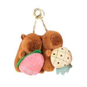 Playful Capybaras Keyring with Interchangeable Outfits Portable Sturdy Plush Key Holder Accessory Portable for All Ages