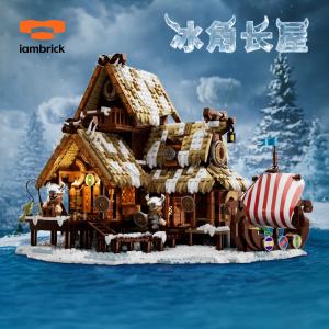 IAMBRICK Block 30801 Icehorn Longhouse With Light Viking Theme Gift Decoration Building Brick Toy