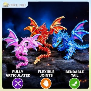 Articulated Winged Dragon Fidget Toy 3D Printed Flexible Joints Poseable Desk Decor Gift