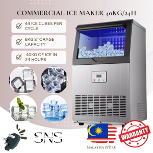 Commercial Ice Maker 40 | 40kg Daily Production | 6kg Storage | Adjustable Ice Thickness & Fast Production