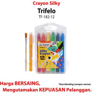 Crayon SIlky SLC A 12 Warna + Kuas / Krayon Halus Lembut SLC-A-12 Hard Case Tidak Beracun