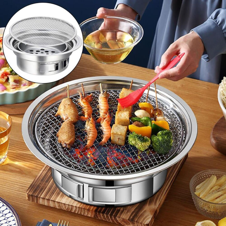 Stainless Steel Stoves Grill Pan Silver Korean Charcoal Barbecue