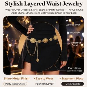 Women Retro Belt Waist Chain Versatile Decorative Fashion Chain Belt Dress Jeans Skirt Pants Casual Party