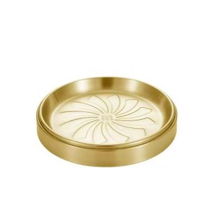 FOUNDTWO Màu vàng/bạc Khay đựng thức ăn bằng thép không gỉ Hình tròn Chống dính Bộ đồ ăn phương Tây Cao cấp Tiết kiệm không gian Đĩa đựng đồ nướng BBQ Hàn Quốc Sử dụng trong nhà bếp