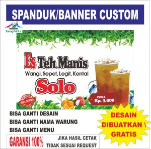 Spanduk Es Teh Manis Solo Jumbo  Bisa Custom dan Free Desain