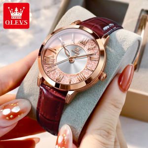 OLEVS 5539 Waterproof Quartz Women Wristwatches Casual Genuine Leather Band Watches For Women