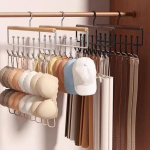 GEMMA 2 Pieces Anti-slip Wooden Clothes Drying Rack Rotatable 16 Hook Women Storage Bra Hangers Practical Large Capacity Tie Belt Clothes Rack for Home