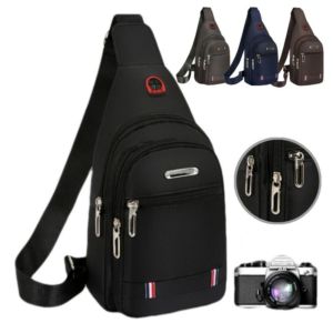 【COD&Fast Delivery】Oxford Cloth Men Messenger Bags Black Blue Grey Brown Rectangle Sling Chest Bag Casual USB Charge Port Shoulder Bag Travel