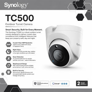 Synology Turret IP Camera - AI-Powered Camera for Integrated Smart Surveillance (TC500) with 2 years Local Warranty