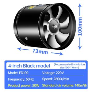 Exhaust Fan 4/6/7/8/10/12 Inch Inline Exhaust Fan Duc Air Ventilator All Metal 7 Leaves Oil Fume Duct Fan Window Exhaust Fan Industrial Window Exhaust Fan Mini Extractor Bathroom Toilet Wall Fan Duct Fan Low Noise
