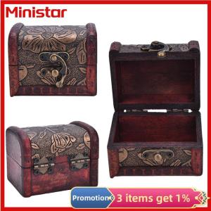 Hot Wooden Vintage Treasure Chest Wood Jewellery Storage Box Case Organiser Ring