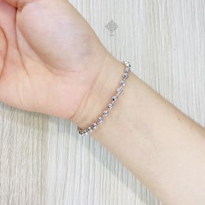 Lắc bi titan không gỉ Dây bi titan trắng bạch kim sang trọng kiểu dáng thanh lịch trangsucmoiluatuoi.RIN