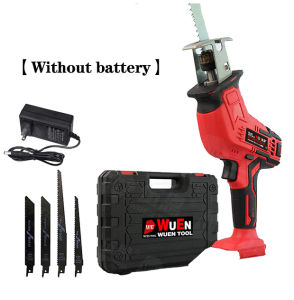 【Without battery】208VF Cordless Reciprocating Saw Rechargeable Saber saw small-scale Handheld gardens Pruning Cutting saw lumbering Woodworking electric saw 20V Battery 4 Saw blade 1 plastic box