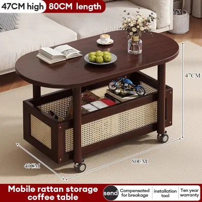 Bamboo Sofa Side Cabinet Mobile Side Table Curved Edge Table Living Room Bedroom Side Table With Wheels