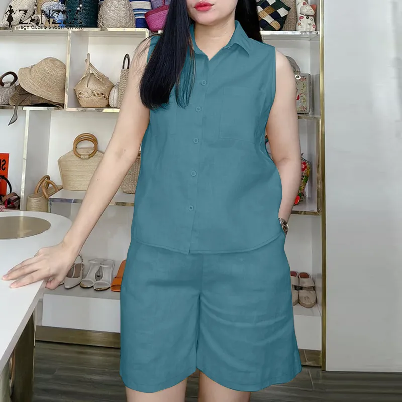 Esolo ZANZEA Women Two-piece Outfits Formal Office Sleeveless