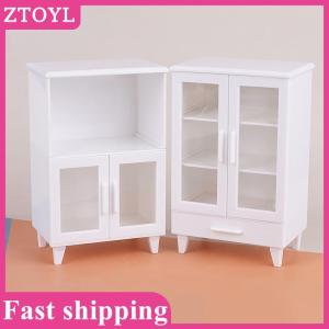 ZTOYL💝 1Set Miniature White Cupboard Display Cabinet Storage Lockers +ornament Furniture Model Decor Toy DollHouse Accessories