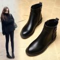 Boots Women leather short boots for women flat autumn and winter versatile new style internet celebrity slim boots women's single. 