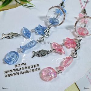 [COD] fhsav Sweet Ocean Series Keyring Beaded Keychain Wind Chime Fish Backpack Bag Pendant Charm Phone Chain Decoration Accessories
