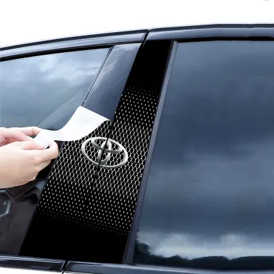JaneDream 2PCS Car Window Pillar Sticker PET Exterior Door Pillar Film Trim 3D Stickers Modification Decoration for Toyota Camry Corolla Vios Hilux Innova Avanza Yaris Avalon