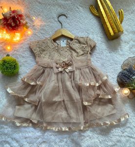 Gaun Renda Anak Perempuan Plus Size - Kain Organza Motif Floral untuk Ulang Tahun 3-8 Tahun