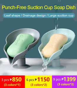 Soap Dish Holder Plastic Soap Dish With Drain Bathroom Travel Use For Family/Non-punching Design/Creative Suction Holder/Water Draining Feature