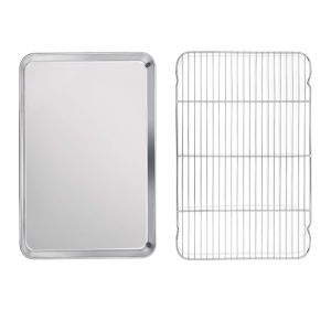 Stainless Steel Oven Baking Tray Removable Cooling Rack Set Plate BBQ Tray Pan Dish Grill Mesh Kitchen Tool
